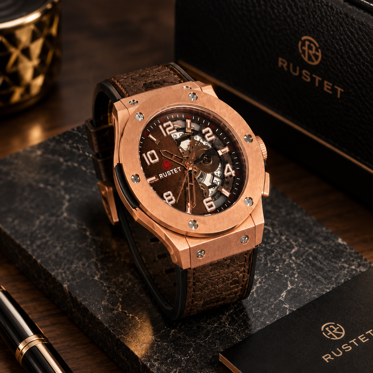 RUSTET Rose-Gold Skeleton Watch