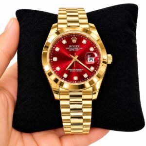 Gold Red Dial Luxury Watch