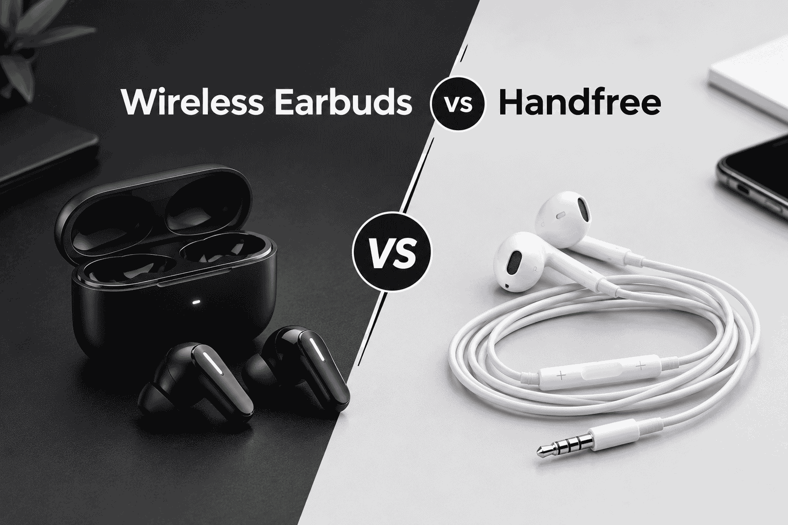 Wireless Earbuds vs Handfree Comparison